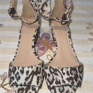 J. Crew Leopard Print Sandals - Black and Cream